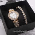 Fashion Set Women Watches Luxury Rhinestone Ladies Quartz Wrist Watch Bracelet Set